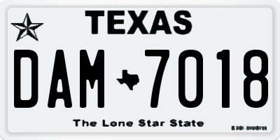 TX license plate DAM7018