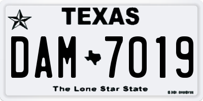 TX license plate DAM7019