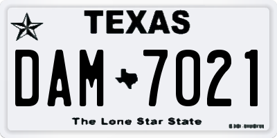 TX license plate DAM7021