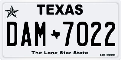 TX license plate DAM7022