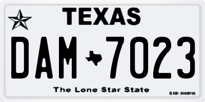 TX license plate DAM7023