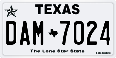 TX license plate DAM7024