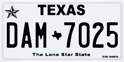 TX license plate DAM7025