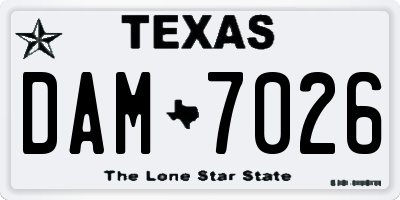 TX license plate DAM7026