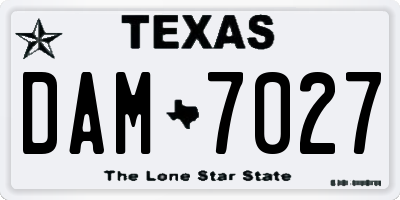 TX license plate DAM7027