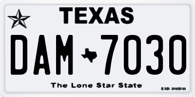 TX license plate DAM7030