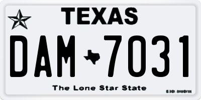 TX license plate DAM7031