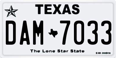 TX license plate DAM7033