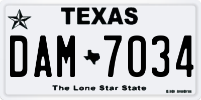 TX license plate DAM7034
