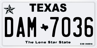 TX license plate DAM7036
