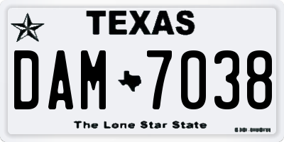 TX license plate DAM7038