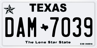 TX license plate DAM7039