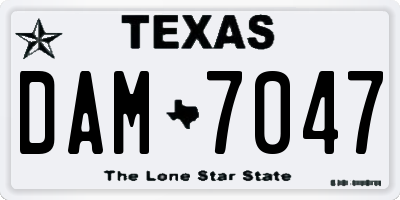 TX license plate DAM7047