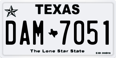 TX license plate DAM7051