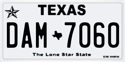 TX license plate DAM7060