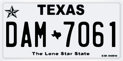 TX license plate DAM7061
