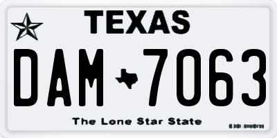 TX license plate DAM7063