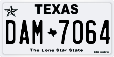 TX license plate DAM7064