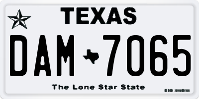 TX license plate DAM7065