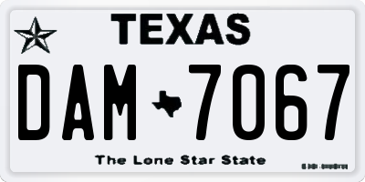 TX license plate DAM7067