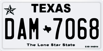 TX license plate DAM7068