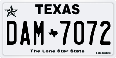 TX license plate DAM7072