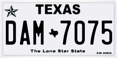 TX license plate DAM7075