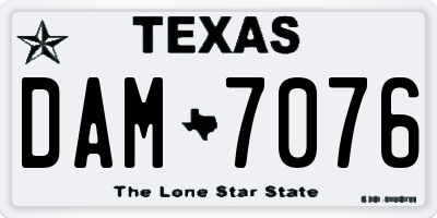TX license plate DAM7076