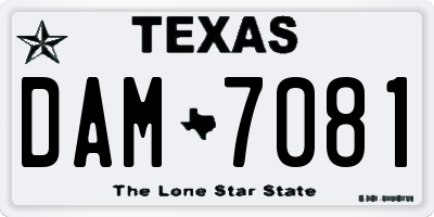TX license plate DAM7081