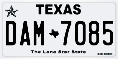 TX license plate DAM7085
