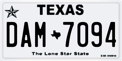 TX license plate DAM7094