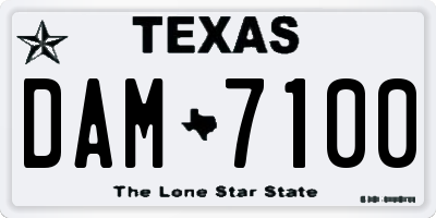 TX license plate DAM7100