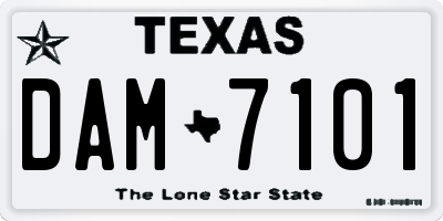 TX license plate DAM7101