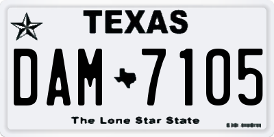 TX license plate DAM7105