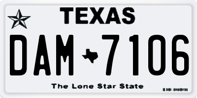 TX license plate DAM7106