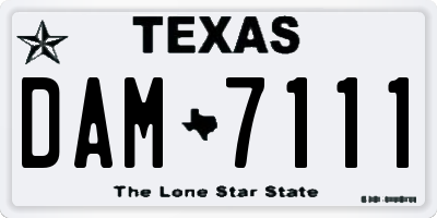 TX license plate DAM7111