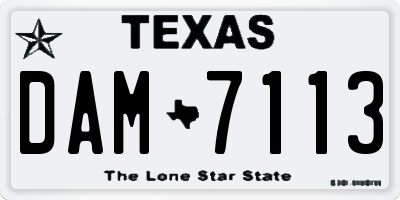 TX license plate DAM7113