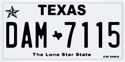 TX license plate DAM7115