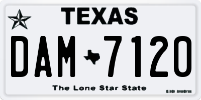 TX license plate DAM7120