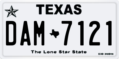 TX license plate DAM7121
