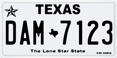 TX license plate DAM7123