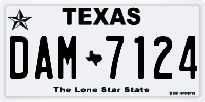 TX license plate DAM7124