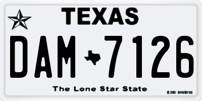 TX license plate DAM7126