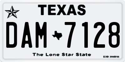 TX license plate DAM7128