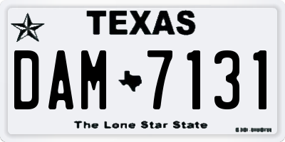 TX license plate DAM7131