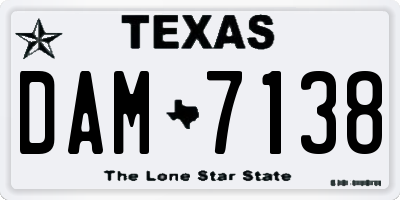 TX license plate DAM7138