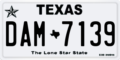 TX license plate DAM7139