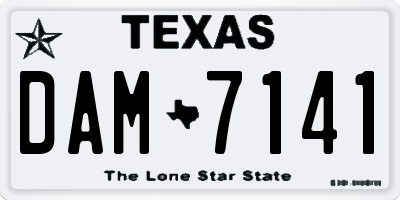 TX license plate DAM7141