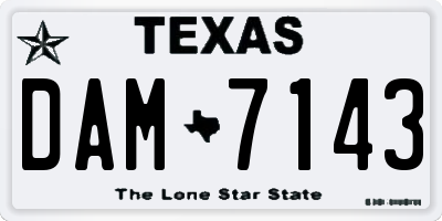 TX license plate DAM7143