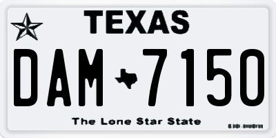 TX license plate DAM7150